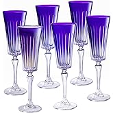 Barski Colored Champagne Flute Glasses - Purple Toasting Champagne Flute Glass - Wedding or Anniversary Flutes - Set of 6 - Gift Ready Colored Glasses - Purple - 7 oz Made in Europe
