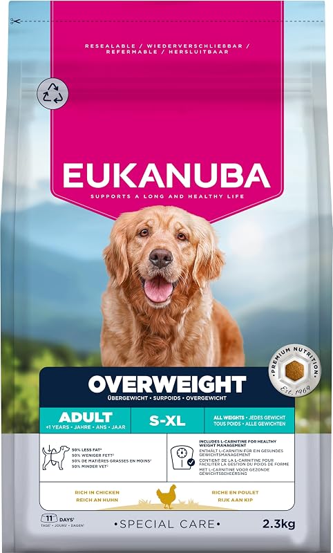 Overweight pour Chiens au Poulet - Aliment Sec Special Care à Faible teneur en matières Grasses, Perte de Poids - 2,3 kg
