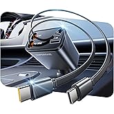 SUPERONE Retractable Car Charger, USB C Car Charger with Dual Type C Cords | Compact, 69W Fast Retractable USB C Car Charger, 4 in 1 Car Accessories Car Chargers for iPhone 18 17 16 15 14 Galaxy Pixel