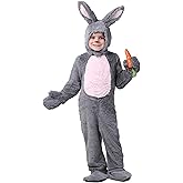 Enchanting Bunnyland Bliss Toddler Grey Bunny Costume with Fluffy Jumpsuit and Rabbit Ears for Playful Adventures