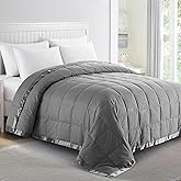 puredown® Blankets King Size - Soft Lightweight Down Blanket for Bed, Cozy Warm Luxury Bed Blanket with Satin Trim, Dark Gray (108"X90")