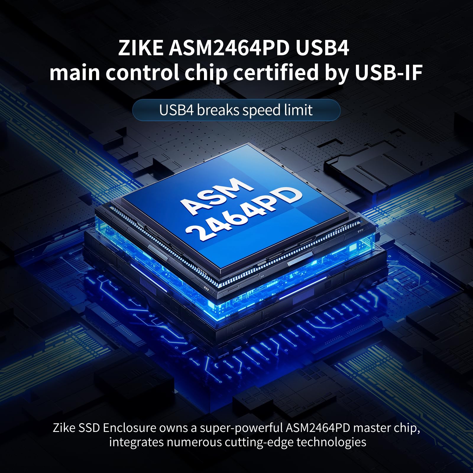 ZIKE 40Gbps M.2 NVMe SSD Gehäuse USB4.0 bis zu 3811MB/s Aluminiumgehäuse Z666, kompatibel mit Thunderbolt4 M.2 M-Key 2280, USB4 USB3.2 Gen2/Gen1 PCI-E Gen 4x4 werkzeuglose Installation 5