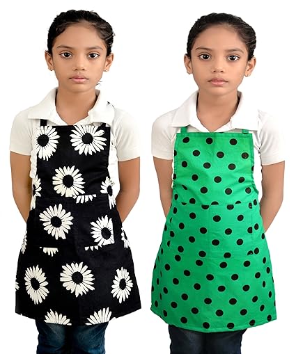 Switchon Waterproof Cotton Multi Purpose Cooking Apron for Kids Pack of 2