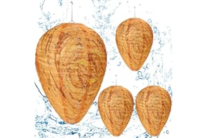 DECYOOL 4 Pack Wasp Nest Decoy Hanging Wasp for Wasps Hornets Yellow Jackets Outdoor Waterproof Material (Orange)