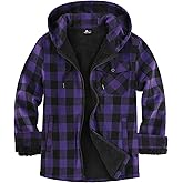 SCODI Men's Flannel Plaid Jacket Warm Sherpa Lined Fleece Hoodies for Men Zip Up Thick Jackets Winter Coat with Pocket