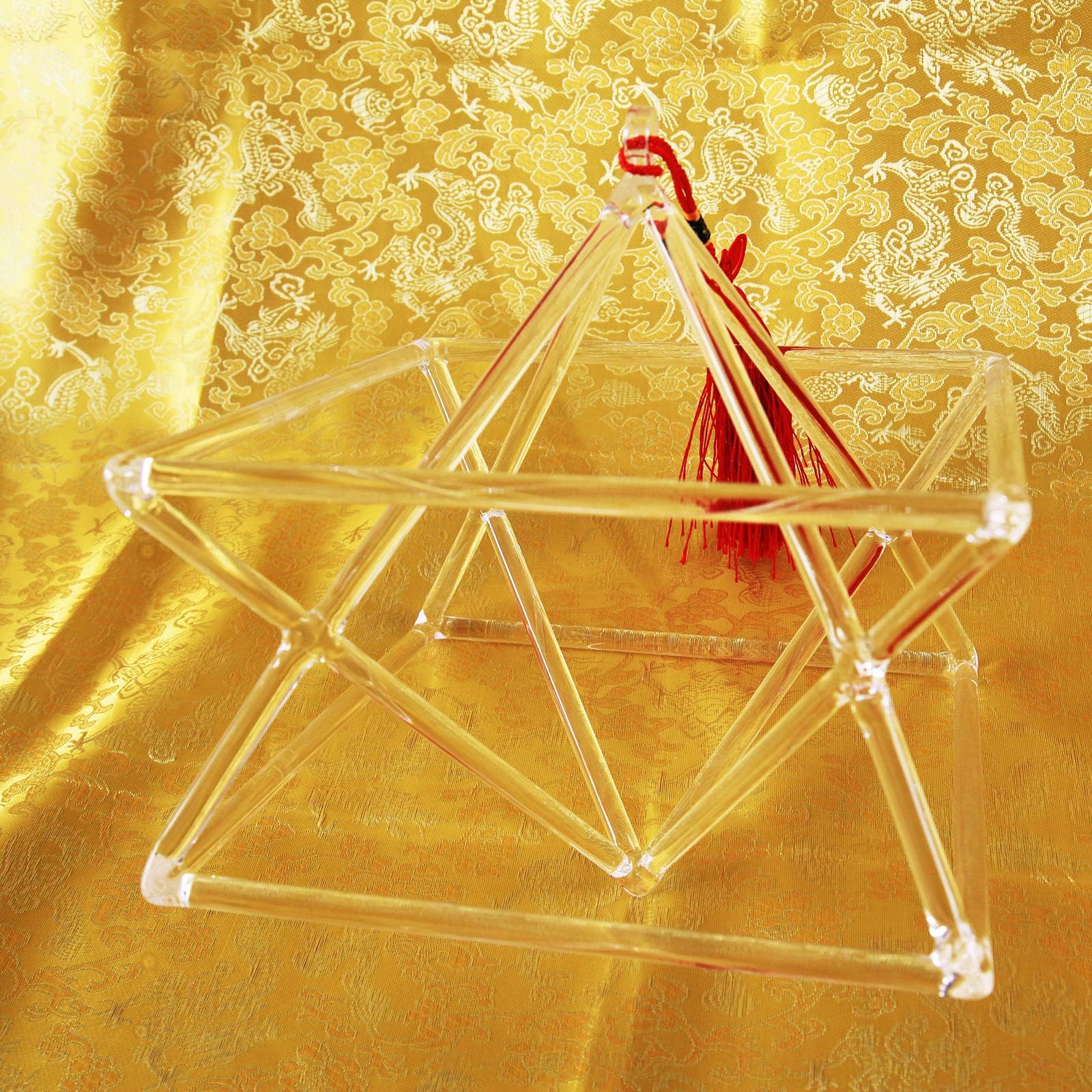 CVNC 8 Inch Merkaba Clear Quartz Crystal Singing Pyramid With Free Mallet Crystal Singing Bowl