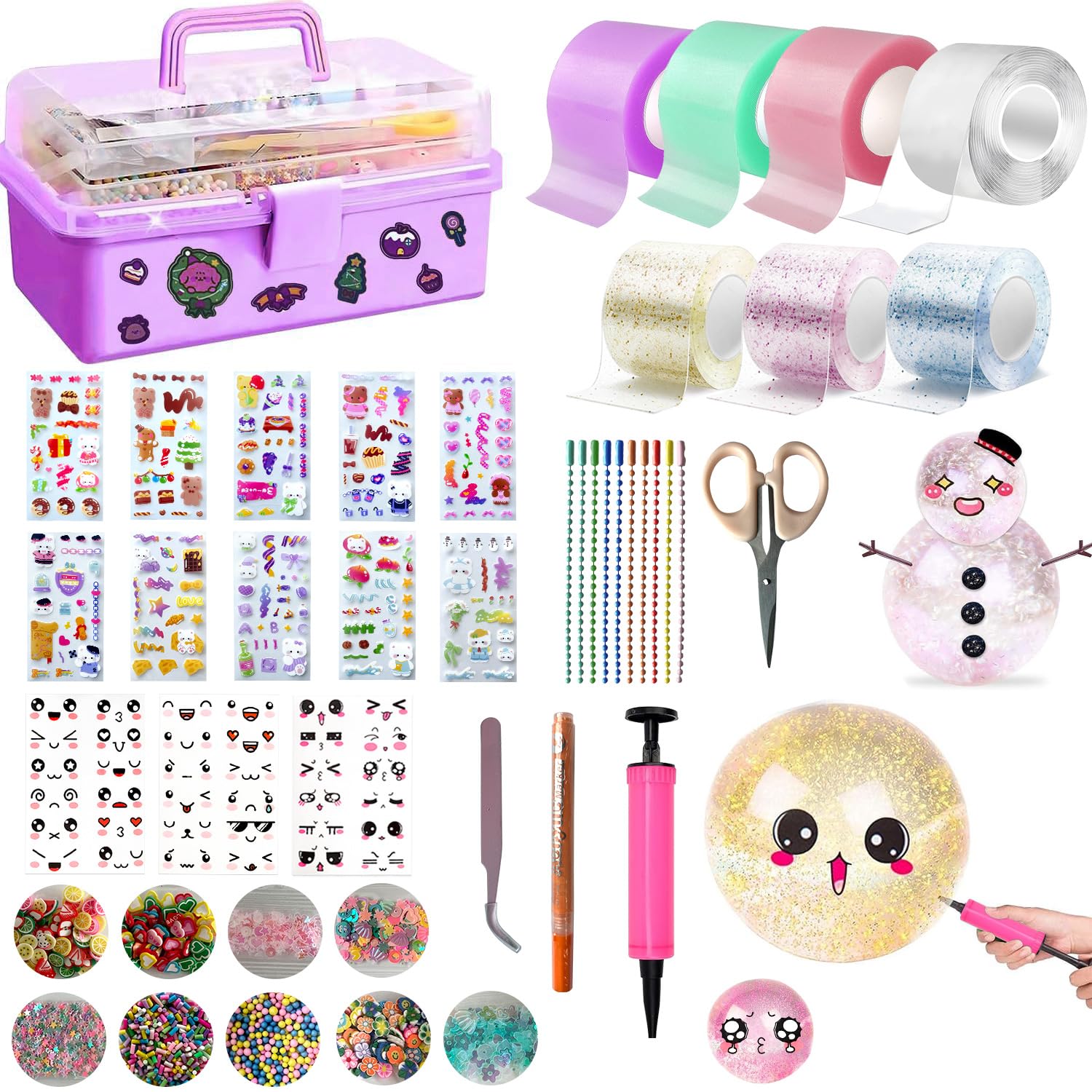 Nano Tape Bubbles Kit,Nano Double Sided Tape for Making Bubbles,Elastic Balloons Nano Tape Kit,Nano Glue for Browing Clear Bubble,DIY Nano Tape Bubble Craft Kit for Kids,Adult (style 2)