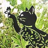 MrMrKura Metal Cat Stakes Garden Decor Stakes Black Cat Silhouette Statue for Outside Decorative Ornaments for Outdoor Garden Home Patio Yard Decortation
