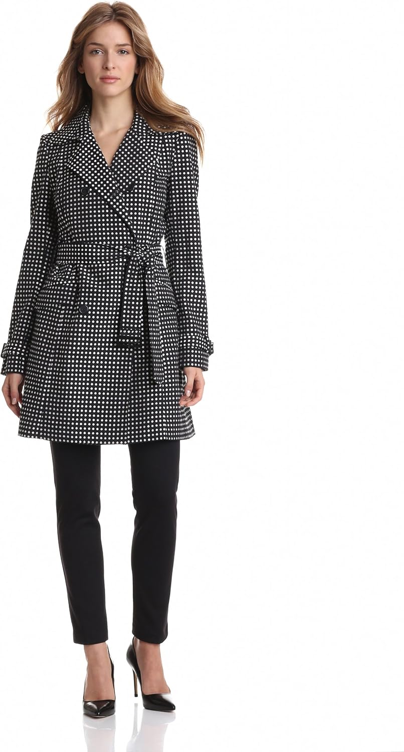 Anne Klein Women's Polka Dot Trench Coat Clothing