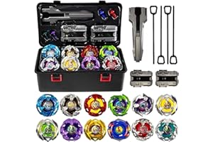 HOPTURE Battle Spinning Top Set with 12 Colorful Tops, Launchers and Accessories, Combat Game Collection