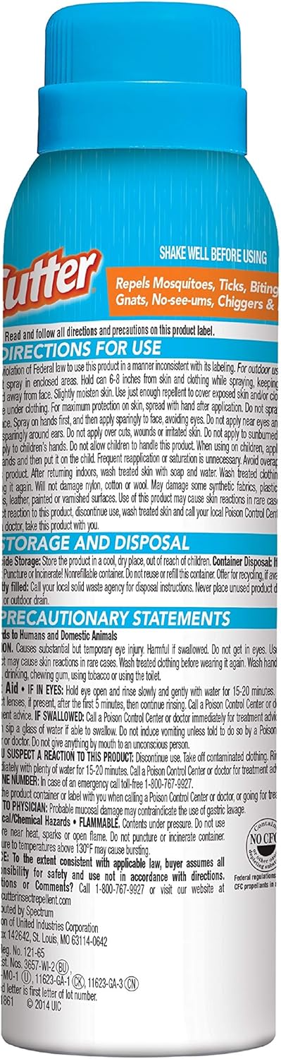 SPECTRUM BRANDS 96058 Cutter Dry Insect Repellent, Aerosol, 4-Ounce, Natural: Garden & Outdoor
