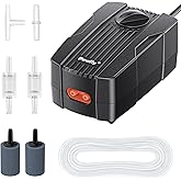 Pawfly Aquarium Air Pump Oxygen Pump for 10-200 Gallon Fish Tanks Buckets Dual Outlet Adjustable Ultra Quiet Aerator Pump with Accessories