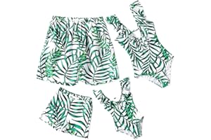 IFFEI Mommy and Me Swimsuits One Piece Pattern Printed V Neck Bathing Suits Family Matching Swimwear