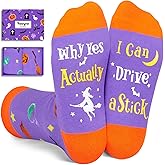 HAPPYPOP Halloween Witch Ghost Gifts - Spooky Socks for Kids Adults, Ghost Witch Socks