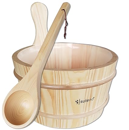 Demmelhuber Sauna-Set 3-teilig | Saunazubehör Saunakübel Kunststoffeinsatz Aufgusskelle Saunakelle Aufgusskübel