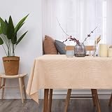 Deconovo Christmas Tablecloth Wipeable 51x110in Almond Cream Faux Linen view 2