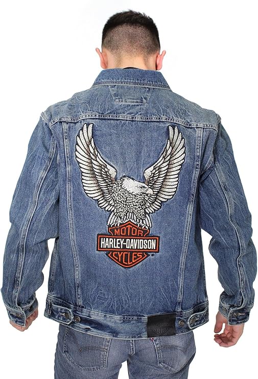 HarleyDavidson Mens Eagle B&S Denim Blue Casual Jacket 9900614VM