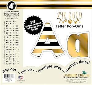 Barker Creek 4" Poster Letters & Bulletin Board Letter Pop-Outs, 24k Gold (LL-1723)