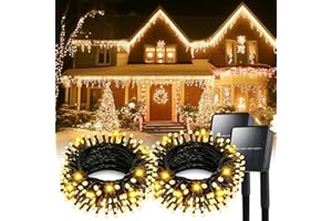 DAILYART Solar String Lights for Outside, 2 Pack 100 Led Solar Christmas Lights Outdoor Waterproof 100ft Solar Fairy Lights 8 Lighting Mode Solar String Lights Idea for Garden,Courtyards,Trees(Warm White)