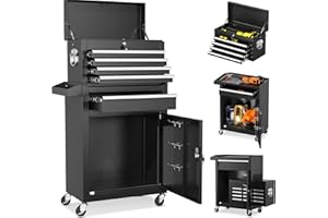 INTERGREAT Rolling Tool Chest with Wheels and 5 Drawers, Detachable Tool Cabinet with Lock for Garage, Locking Mechanic Tool Cart with Black Liner for Warehouse, Workshop, High Capacity