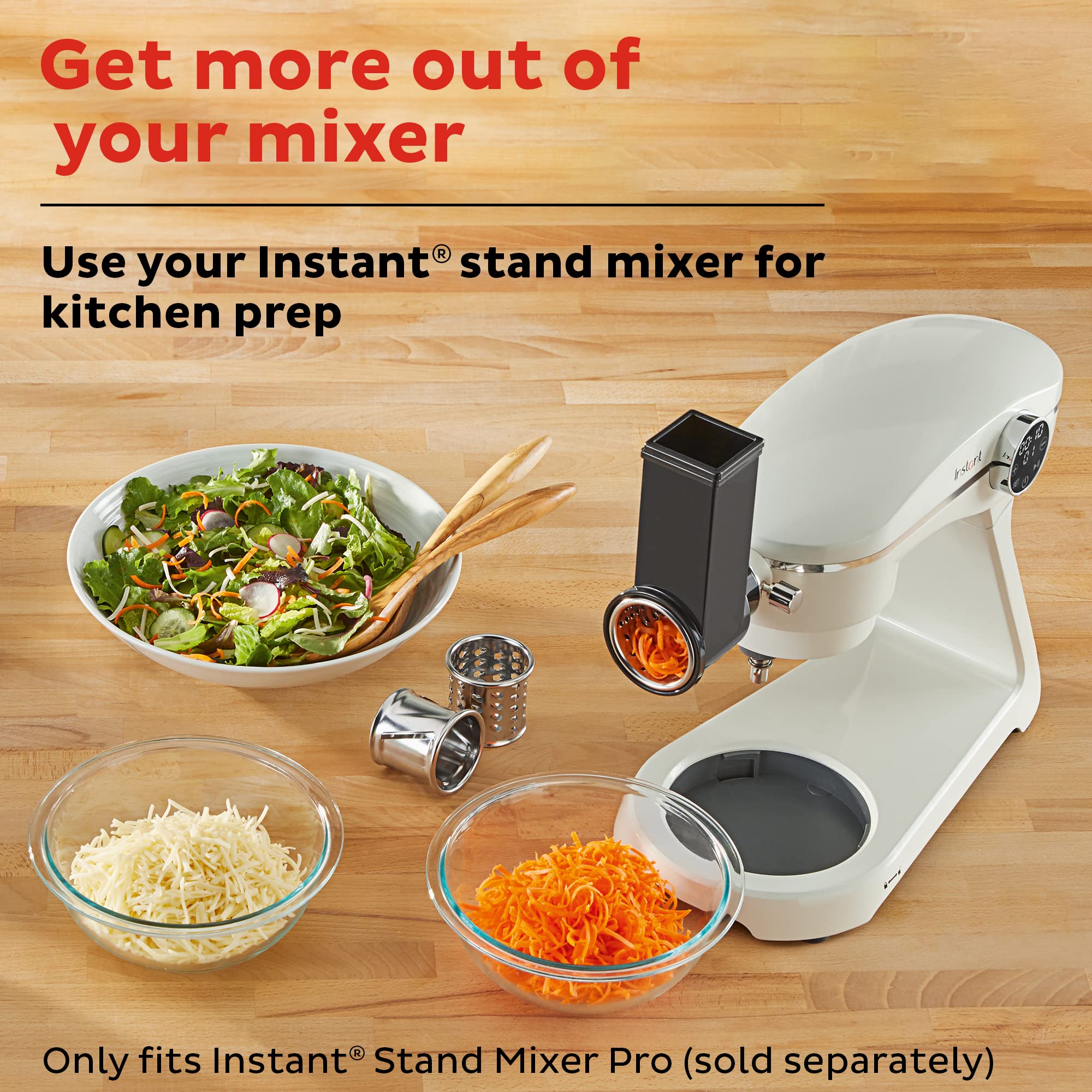 Instant Pot Slicer/ Shredder Attachment for Instant Stand Mixer Pro, Includes 2 Shredding Blades, Slicing blade, Food Pusher and Feeder Housing, Vegetable Chopper, Cheese Grater Attachment