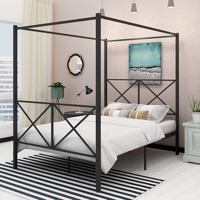 Canopy Bed Frame Metal Four Post Canopy Full Bed Cozy