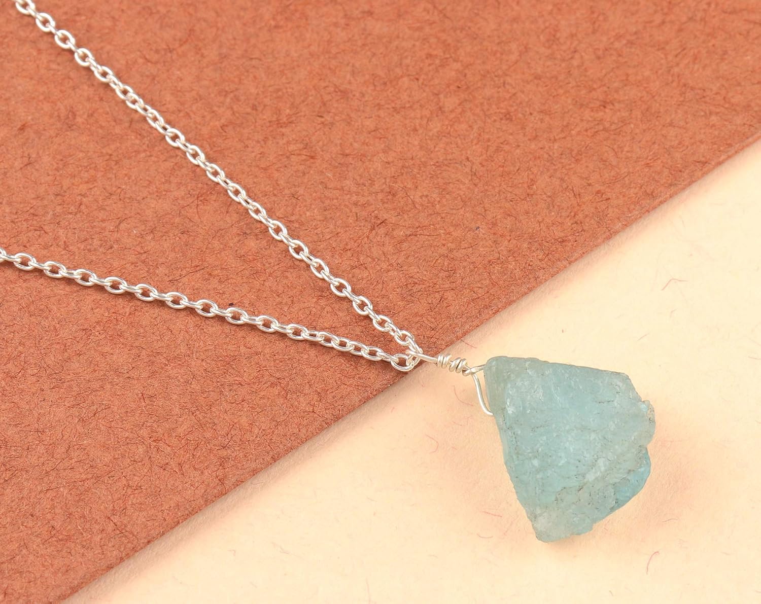 Uniquelan Jewelry With 925 Sterling Silver 18 Inches Chain March Birthstone Dainty Necklace Natural Raw Aquamarine Chain Pendant Necklace Necklaces Handmade Products Een Twee Nl