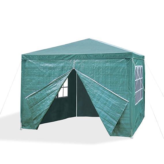 JOM 127137 Gartenpavillon 3 x 3 m, Durchmesser 24/18 mm, inklusive 4 Seitenwände, 3x Fenster, 1x Tür mit Reisverschluss, Mate