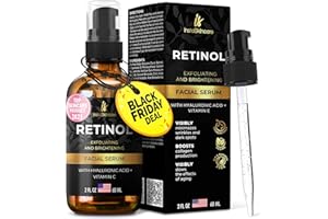 DOUBLE SIZED (2Oz) Retinol Serum for Face with Hyaluronic Acid + Vitamin E and A + Aloe Vera Anti-Aging Serum Pore Tightener Fade Dark Spots Clinical Strength Formula by InstaSkincare