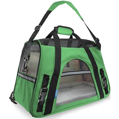 OxGord Pet Carrier Soft Sided Cat  Dog Comfort FAA Airline Approved Travel Tote Bag - 2015 Newly Designed, Small, Shamrock Green