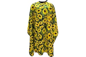 PELOCAPA Salon Cape for Women, Hair Cutting Cape with Snaps, Professional Large Barber Stylist Hairdresser Cape, Waterproof & Light Weight & Machine Washable- 63”× 56”(Sunflower)