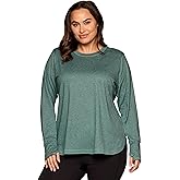 RBX Active Women's Plus Size Workout Top with Thumbholes, Buttery Soft Lightweight Long Sleeve Tunic Yoga Top for Women