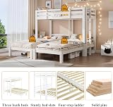 LTGB Triple Sleeper Bunk Bed with Side Ladder for Kids & Teens - White view 4