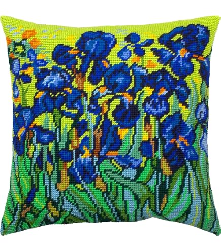 Kit De Punto De Aguja Floral Brvsk – Diseño De Loto 16x16 Pulgadas, Incluye Lienzo, Hilos Y Agujas