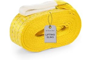 Dawnerz Industrial Lifting Sling 6600 Lbs Vertical WLL 10 ft - Eye and Eye Flat Polyester Web Lifting Sling - Crane Synthetic Strap for Construction, Boat Strap (3.5" x10')