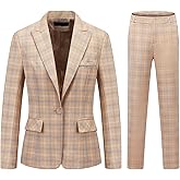 Womens 2 Piece Plaid Suits Set Business Office One Button Blazer Jacket Casual Long Sleeve Pant Suit Set
