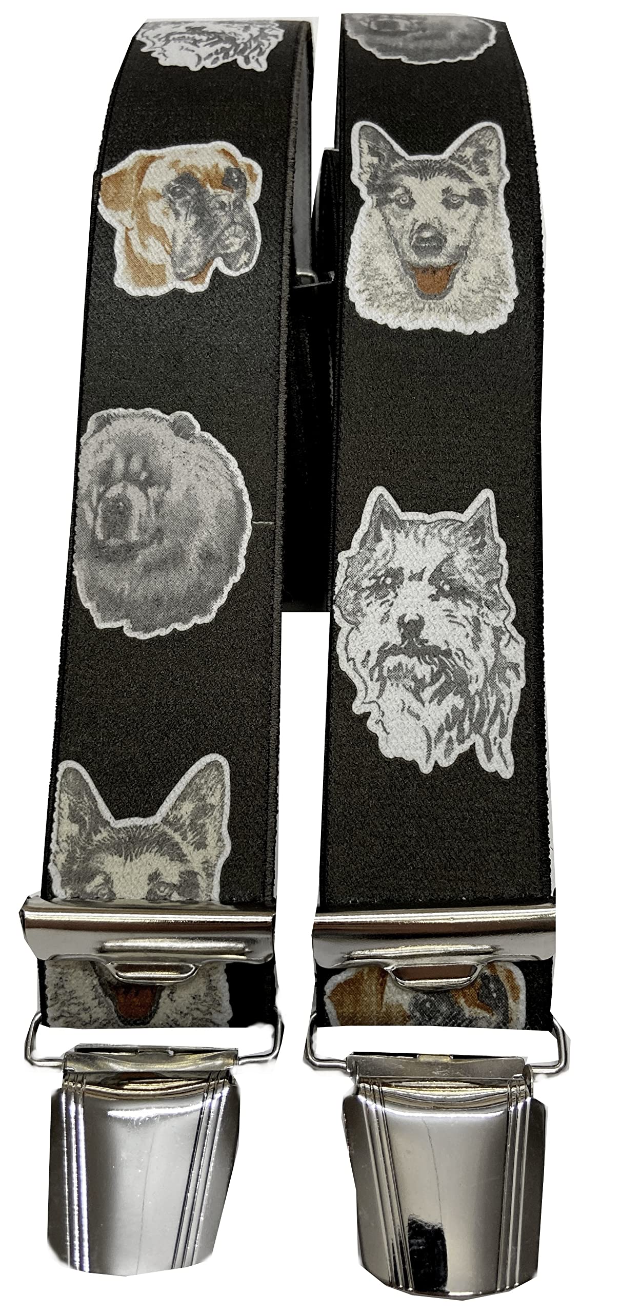 Generisch ST-044 Dog Braces Austria Vienna Vienna in Dog Design 35 mm Wide in H-Shape with 4 Extra Strong Clips Black, black, Länge 110 cm Breite 35 mm