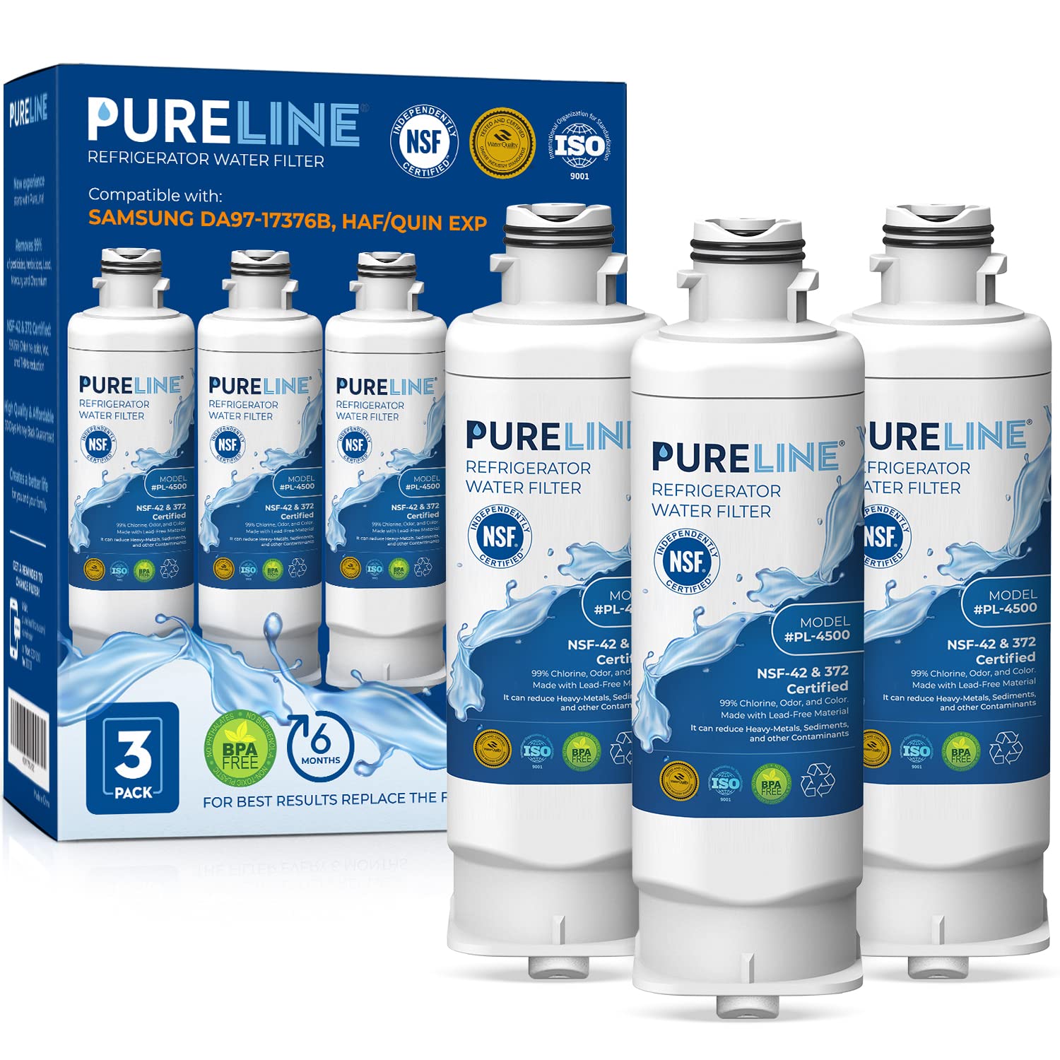 Photo 1 of Pureline DA97-17376B Samsung Water filter Replacement, HAF-QIN/EXP Refrigerator Water Filter Replacement. (3 Pack)