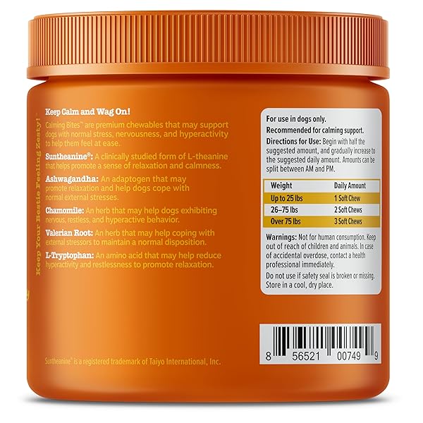 ZESTY PAWS CALMING CHEWS FOR DOGS – FOR EVERYDAY STRESS, RELAXATION, COMPOSURE, AND SEPARATION TURKEY 90 COUNT