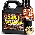 Mulch Glue - 32OZ Brown Color 2-in-1 Mulch Dye & Glue for Landscaping, Adhesive Landscape Lock, Mulch Binder Glue, Rock Glue, Pea Gravel, Mulch for Garden, Adhesive Max Mulch Glue for Rocks Spray