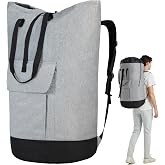 Laundry Bag for College, 115L Heavy Duty Laundry Backpack with Shoulder Straps, Large Dirty Clothes Bag for Dorm, Apartment and Laundromat, Laundry Duffle Bag for Travel, Beach, Camping, oyster grey