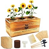 Sunflower Seed for Planting, Windowsill Plant Growing Kit with Planting Bags, Coir Soil & Tools Indoor Garden Plant Starter Kit, Sunflower Gifts, Gardening Gifts for Women & Men
