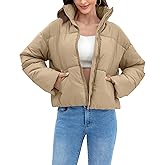 Cityork Women's Winter Quilted Jackets Casual Long Sleeve Puffer Coat Padded Outwear with Pockets