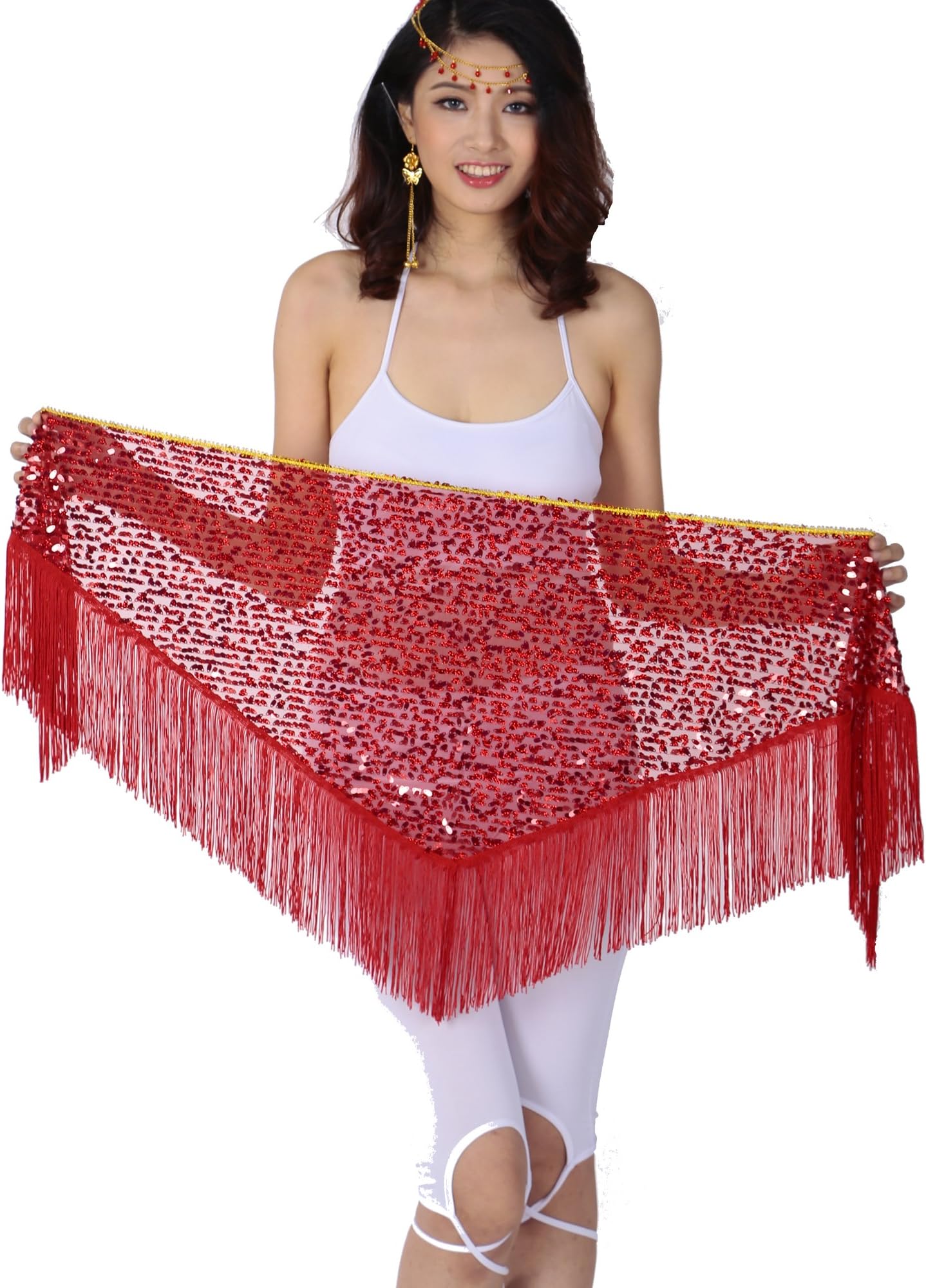ZLTdream Women's Latin Belly Dance Triangle Hip Scarf with Tassel