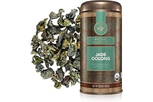 Teabloom Organic Jade Oolong Loose Leaf Tea, Rolled Leaves From High-Elevation Mountains, USDA Certified Organic and Certfied Kosher, Fresh Green-Floral Aroma and Flavor, 3.53 oz/100 g Canister Makes 35-50 Cups