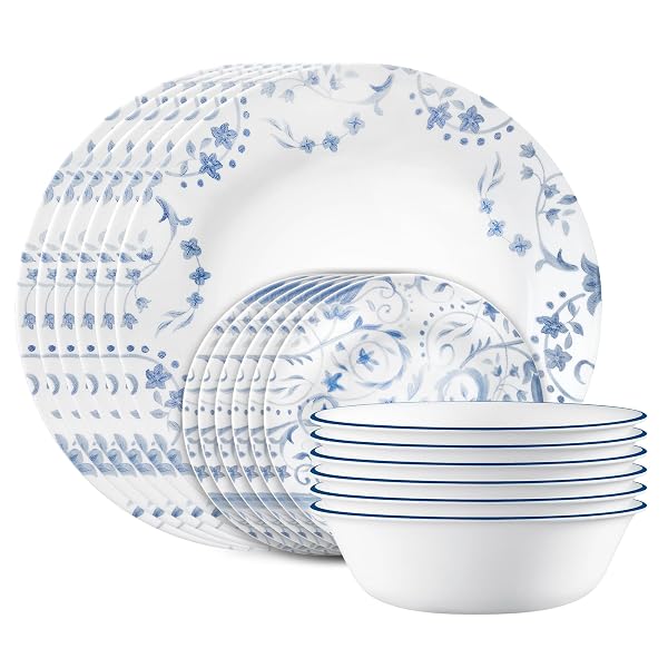 CORELLE VITRELLE 18-PIECE SERVICE FOR 6 DINNERWARE SET,...