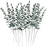 CEWOR 24pcs Eucalyptus Stems Decor Artificial Eucalyptus Leaves Faux Greenery Branches for Wedding Centerpiece Flower Floral 