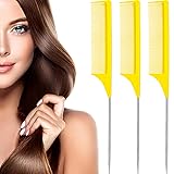 3 Packs Rat Tail Comb Steel Pin Rat Tail Carbon