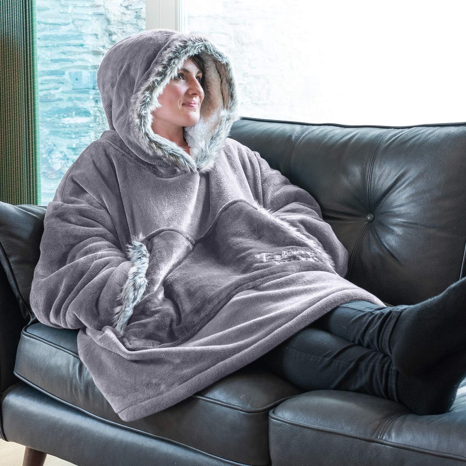 Snug Rug The Eskimo Blanket Hoodie Sweatshirt Hooded Blankets Super Soft Warm Premium Sherpa Fleece - Image 5