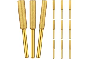 Teaaha 12 PCS Gold Chainsaw Sharpener Bits High Hardness Diamond Chainsaw Sharpener Durable Titanium Plated Burr Grinding Chainsaw Sharpening Stones Powerful for Chain Saw(5/32'', 3/16'', 7/32'')